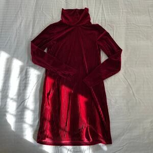 Red Velour Mock Neck Red Holiday Dress Art Class Girls Size 14